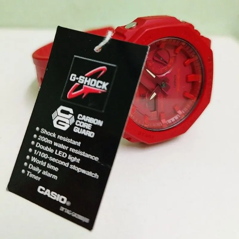 Casio G-Shock Carbon Core Red Men's Watch- GA-2100-4A